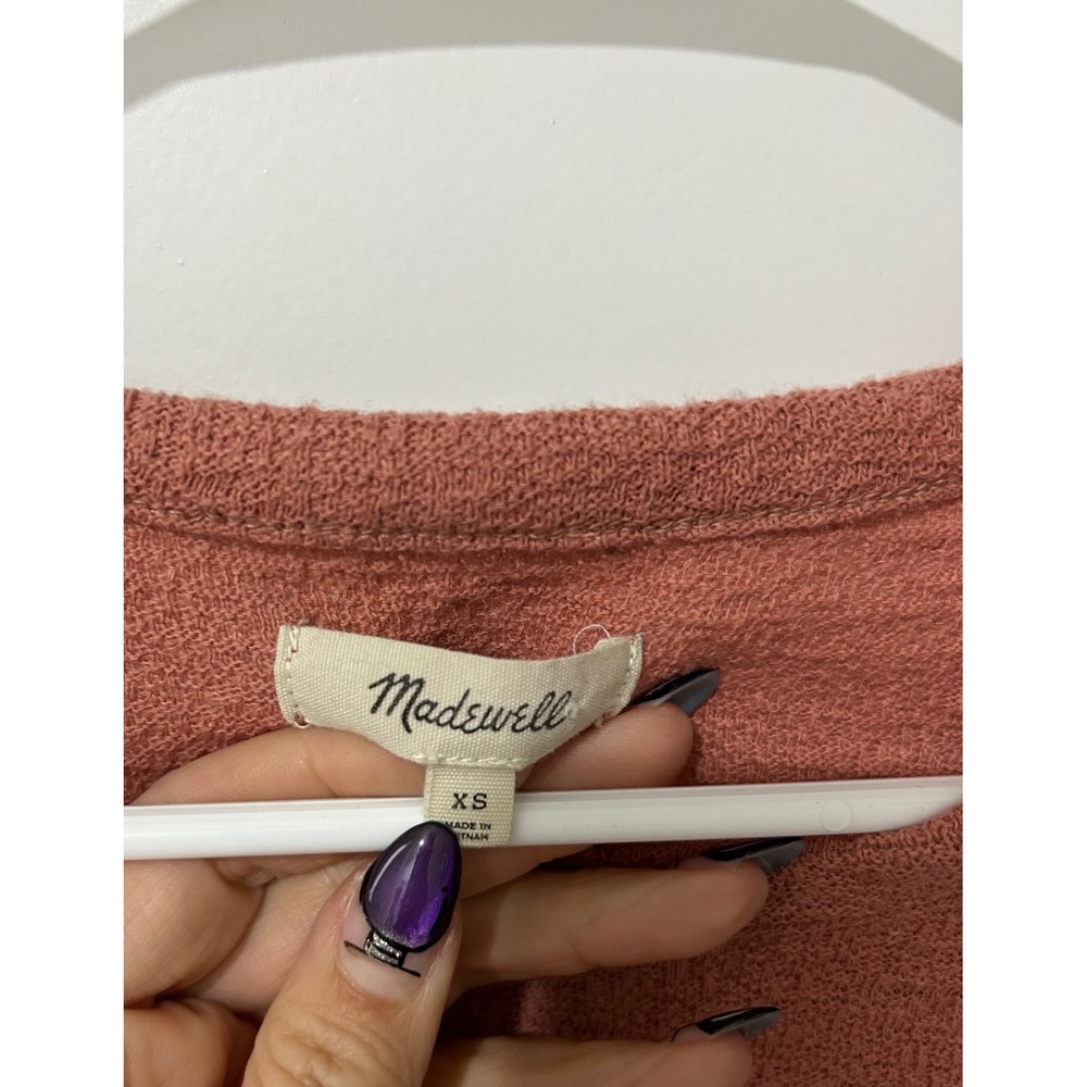 Madewell‎ Textured Long Sleeve Tie Waist Top Rust Orange XS - Picture 5 of 5